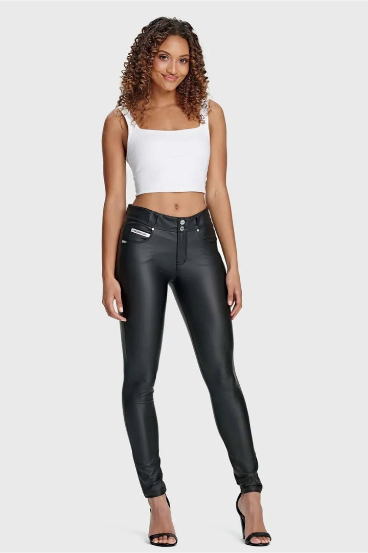 Faux Leather - High Waisted - Full Length - Black - Rare Leather