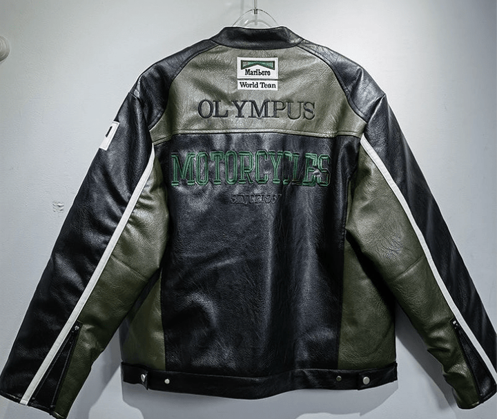 Ferrari Green - Black Leather Vintage Racing Jacket - Rare Leather Order Now !!