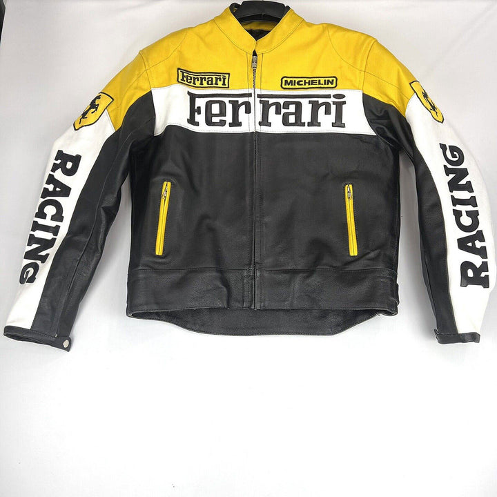 Ferrari Leather Motorcycle Jacket Yellow - Rare Leather