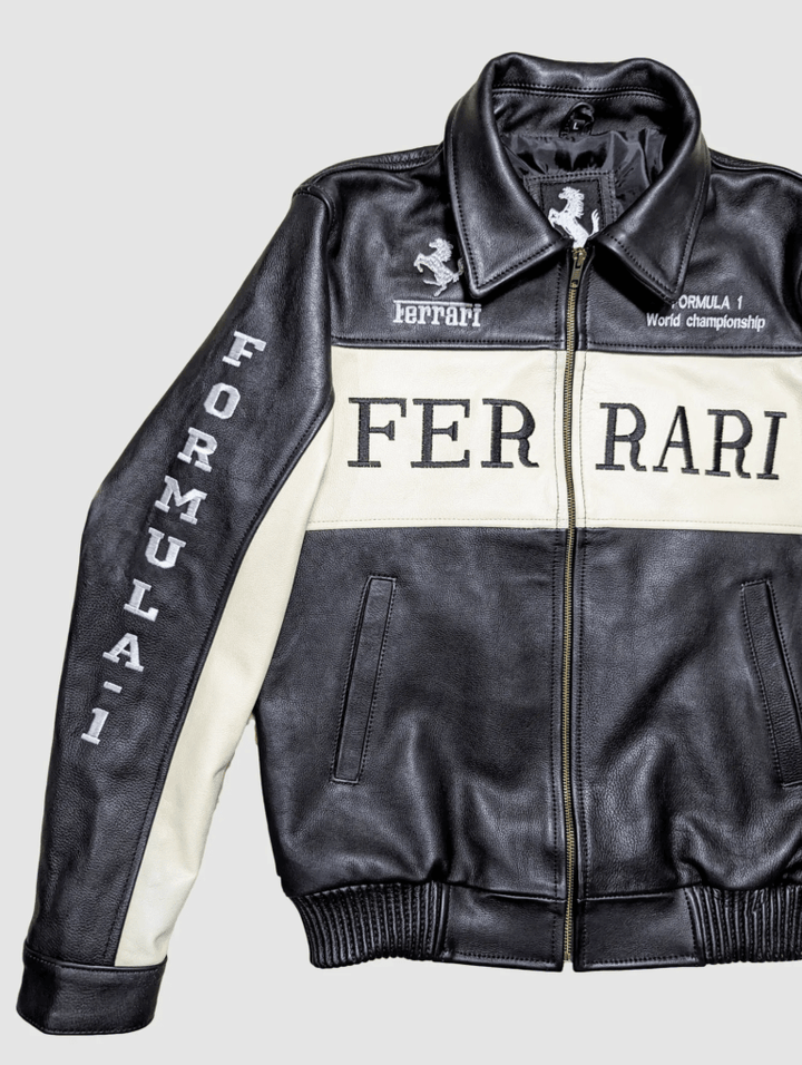 Ferrari Racing F1 Leather Bomber Jacket - Rare Leather Order Now !!
