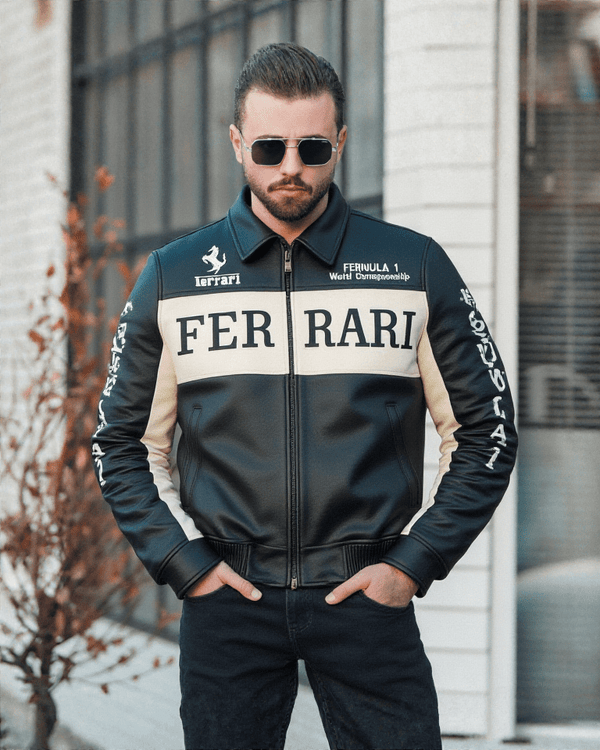 Ferrari Racing F1 Leather Bomber Jacket - Rare Leather Order Now !!
