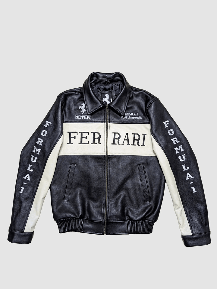 Ferrari Racing F1 Leather Bomber Jacket - Rare Leather Order Now !!