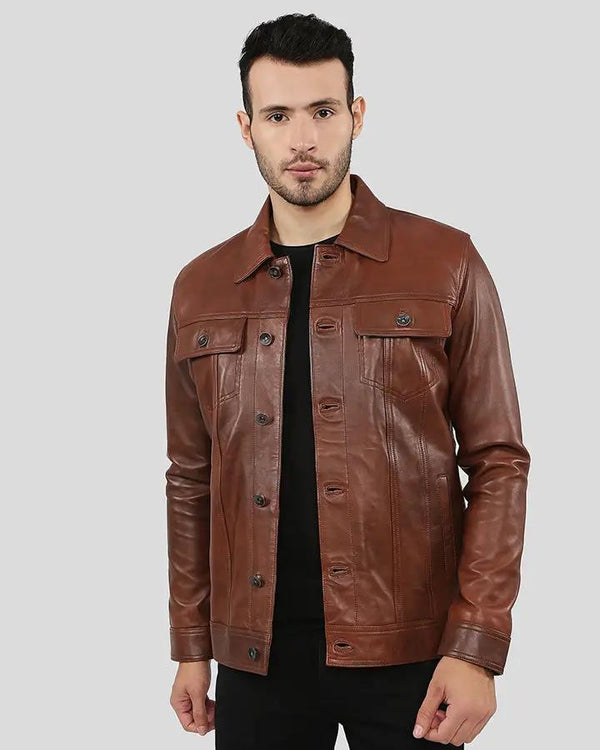 Finley Brown Biker Leather Jacket - Rare Leather