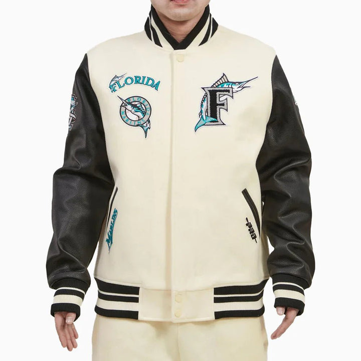 Florida Marlins MLB Wool Varsity Jacket - Rare Leather