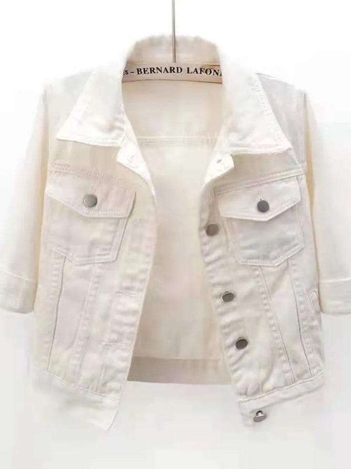 Full Size Cropped Denim Jacket Plus Size - Rare Leather