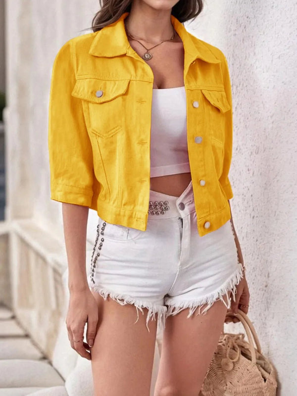 Full Size Cropped Denim Jacket Plus Size - Rare Leather