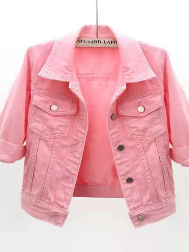 Full Size Cropped Denim Jacket Plus Size - Rare Leather