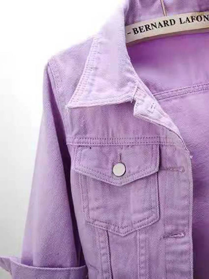 Full Size Cropped Denim Jacket Plus Size - Rare Leather
