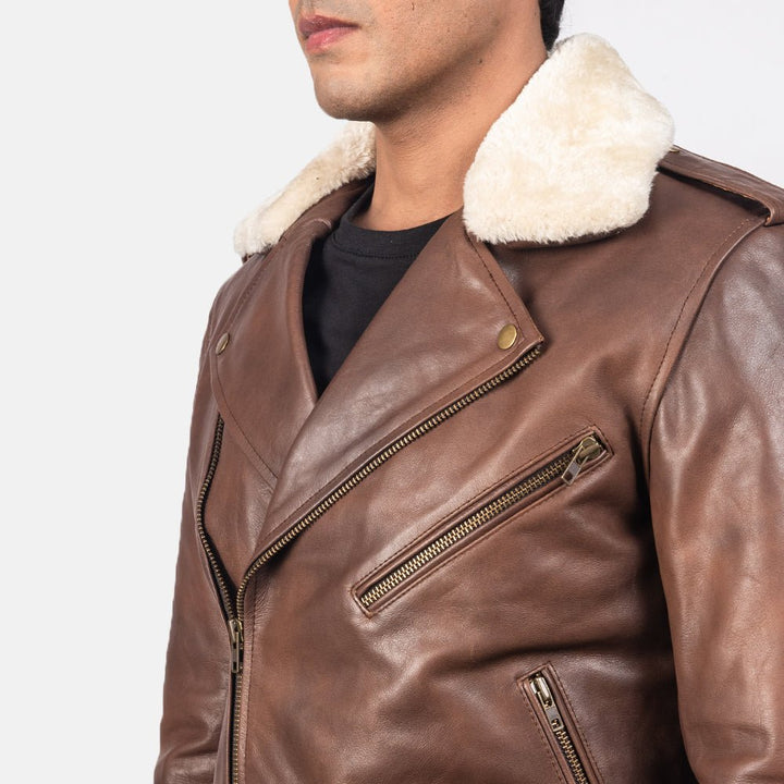 Furton Brown Leather Biker Jacket - Rare Leather