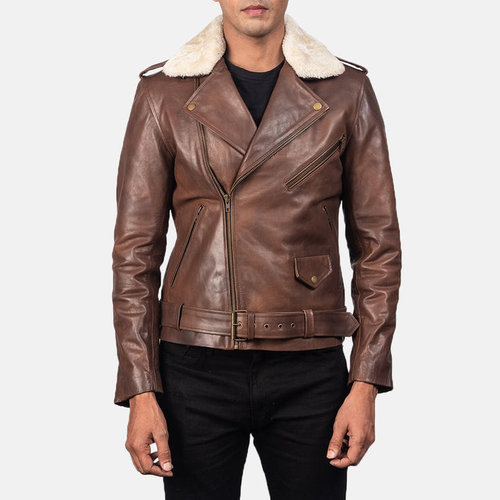 Furton Brown Leather Biker Jacket - Rare Leather