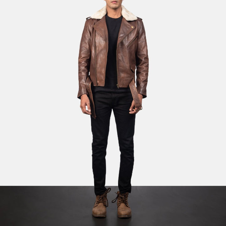 Furton Brown Leather Biker Jacket - Rare Leather