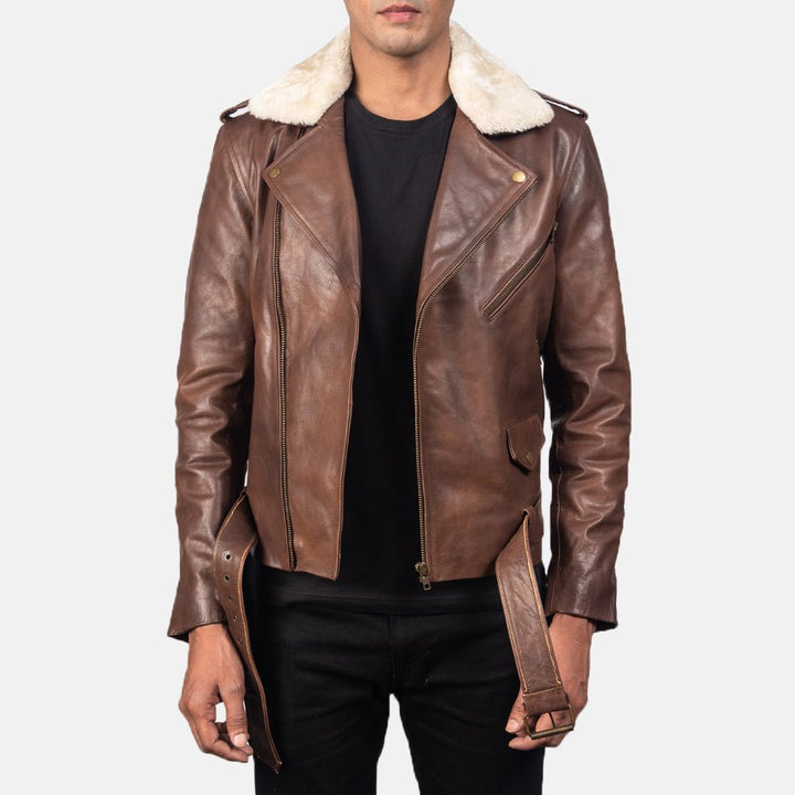 Furton Brown Leather Biker Jacket - Rare Leather
