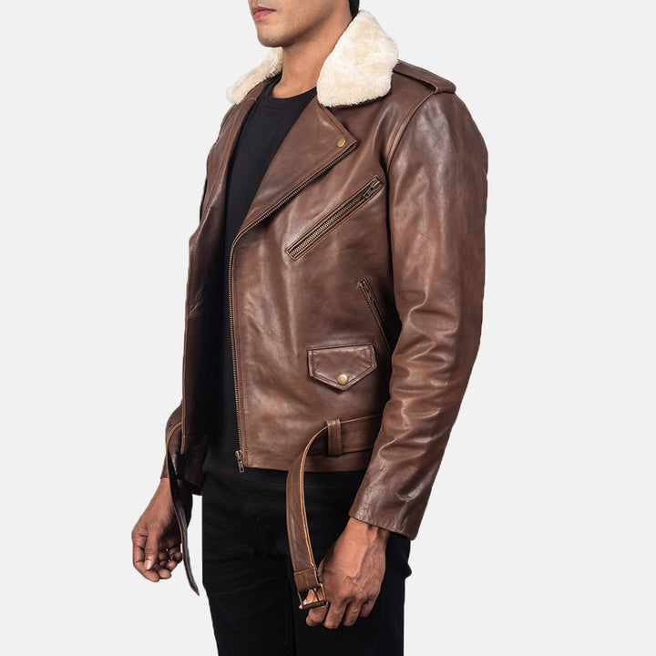 Furton Brown Leather Biker Jacket - Rare Leather