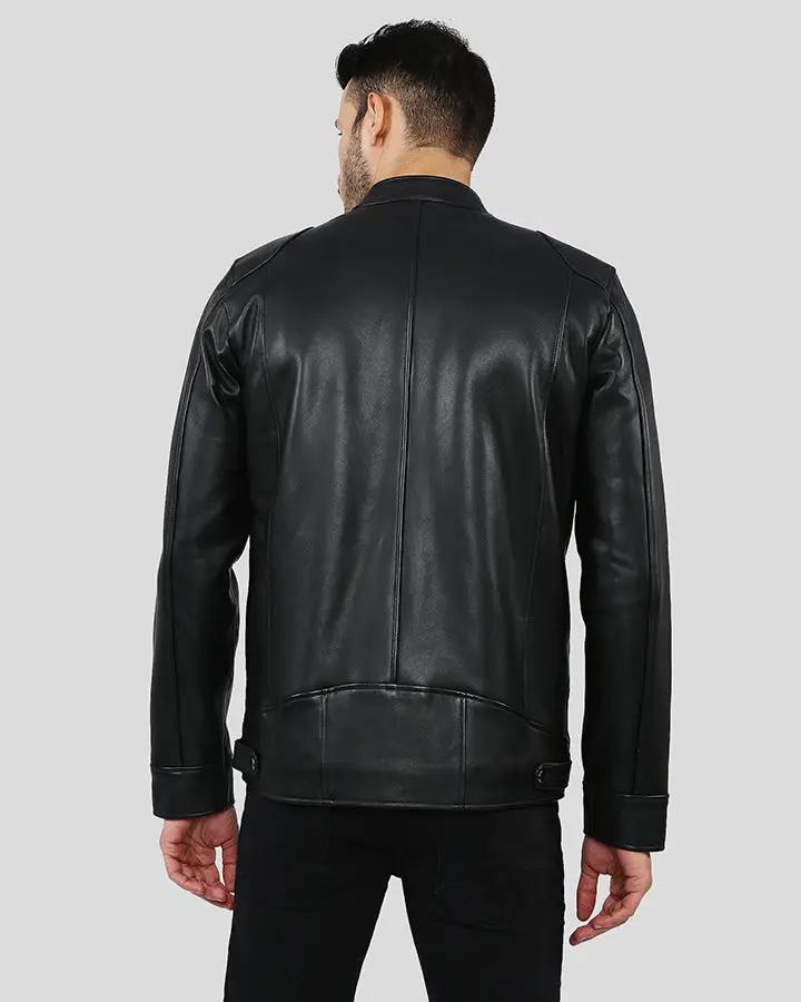 Hamp Black Leather Racer Jacket - Rare Leather