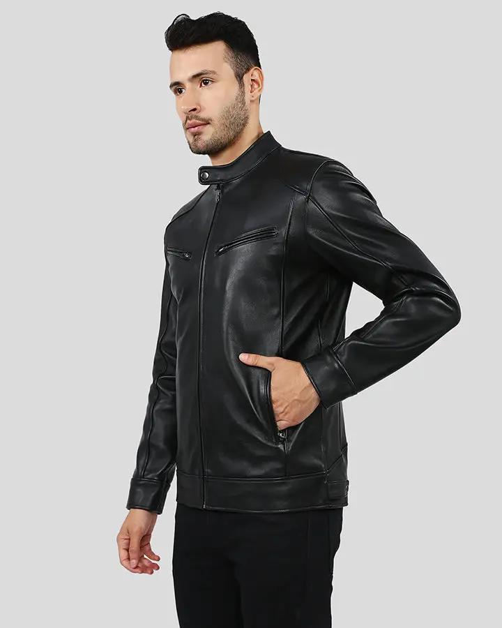 Hamp Black Leather Racer Jacket - Rare Leather