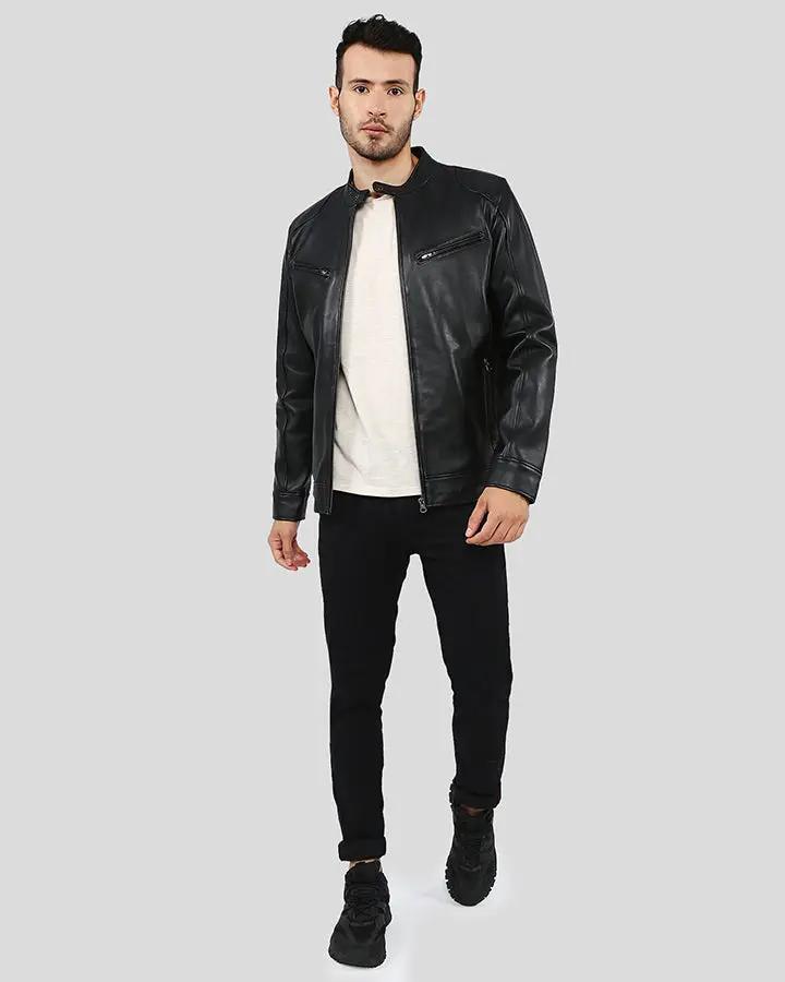 Hamp Black Leather Racer Jacket - Rare Leather