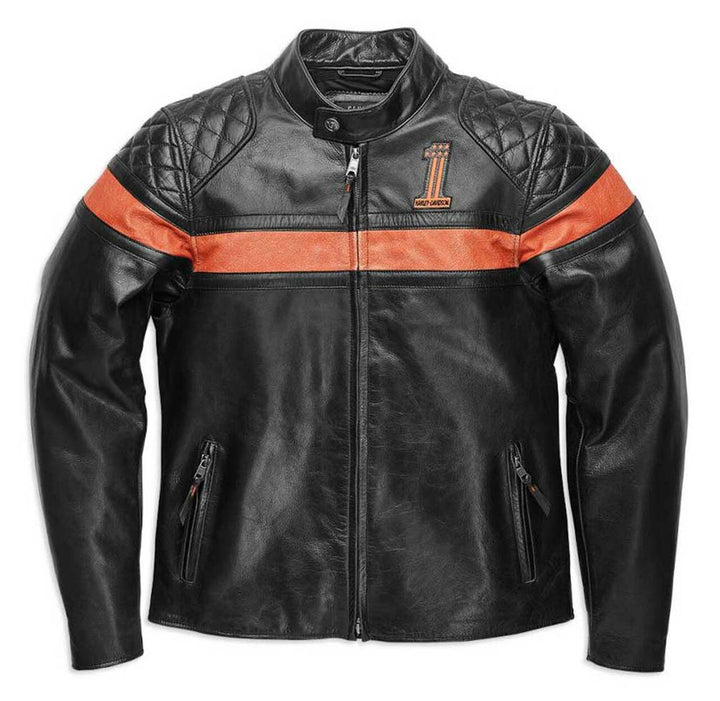 Harley - Davidson Men’s Victory Sweep Vintage Leather Jacket Black - Rare Leather