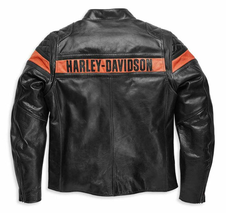 Harley - Davidson Men’s Victory Sweep Vintage Leather Jacket Black - Rare Leather