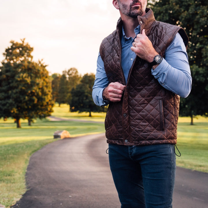Highlands Quilted Leather Vest - Rare Leather