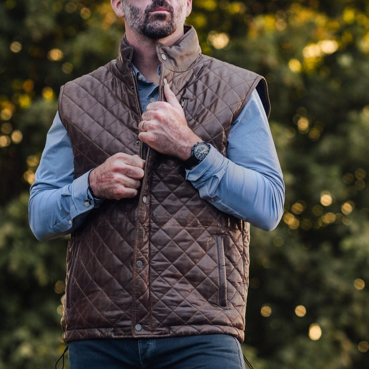 Highlands Quilted Leather Vest - Rare Leather