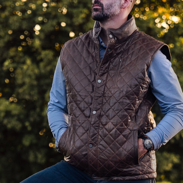 Highlands Quilted Leather Vest - Rare Leather