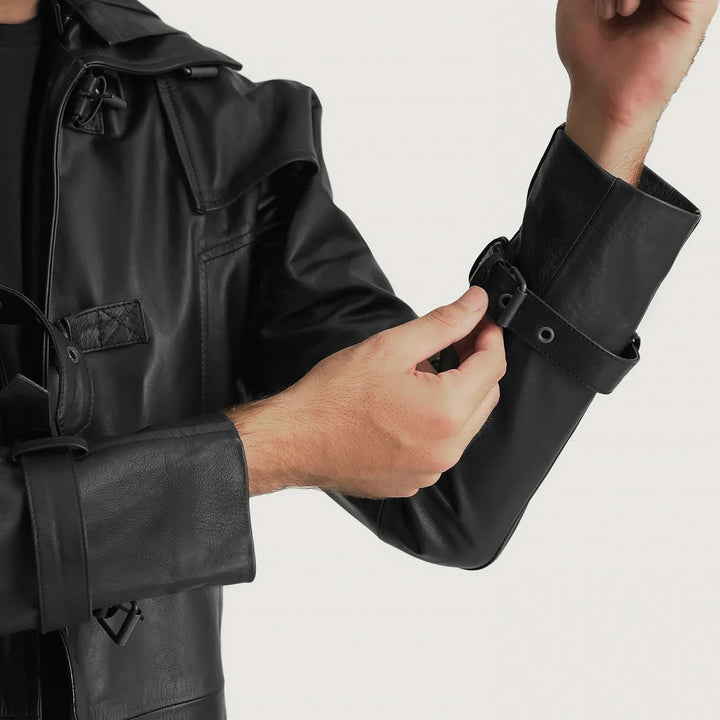 Huntsman Black Hooded Leather Trench Coat - Rare Leather