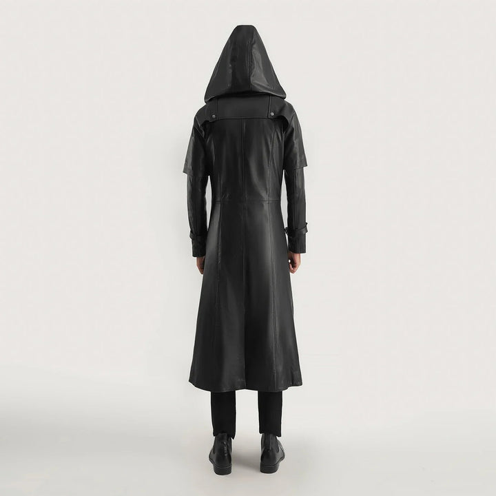 Huntsman Black Hooded Leather Trench Coat - Rare Leather