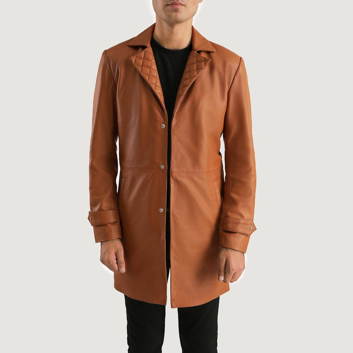 Infinity Tan Brown Leather Coat - Rare Leather