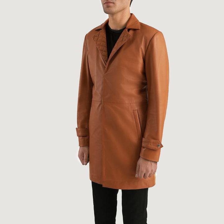Infinity Tan Brown Leather Coat - Rare Leather