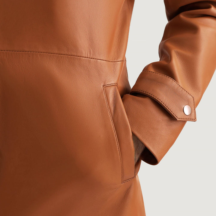 Infinity Tan Brown Leather Coat - Rare Leather