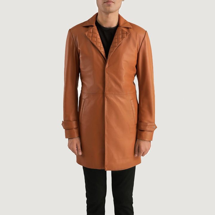 Infinity Tan Brown Leather Coat - Rare Leather