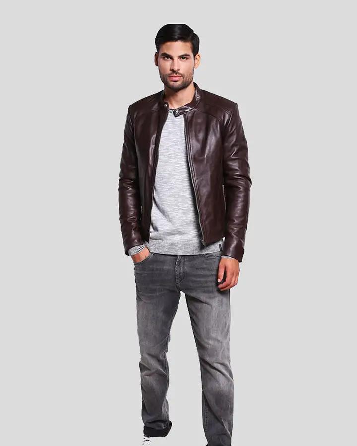 Joey Brown Leather Racer Jacket - Rare Leather