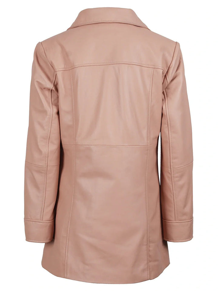 Kandis Women Pink Real Leather Car Coat - Rare Leather
