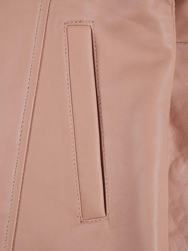 Kandis Women Pink Real Leather Car Coat - Rare Leather