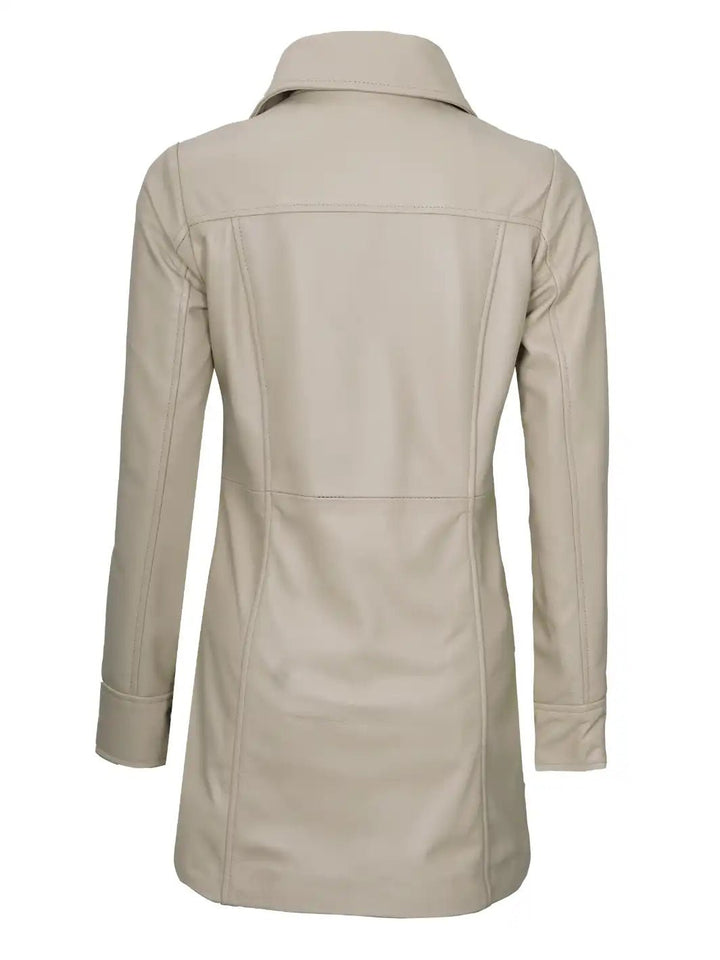 Kandis Women's Biege Real Leather Car Coat - Rare Leather