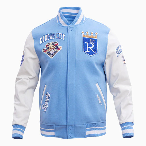 Kansas City Royals MLB Rib Wool Varsity Jacket - Rare Leather