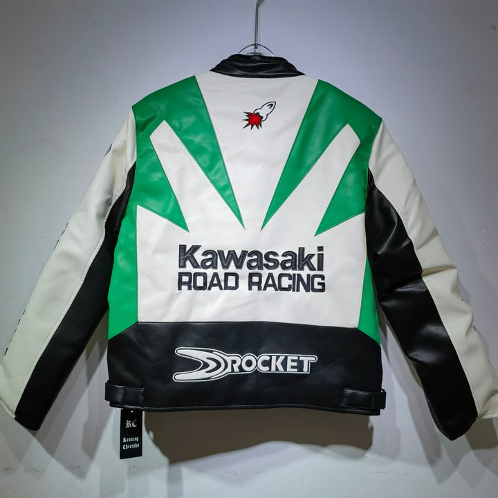 Kawasaki Leather Vintage Racing Jacket - Rare Leather Order Now !!