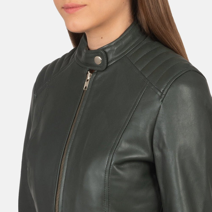 Kelsee Green Leather Biker Jacket - Rare Leather