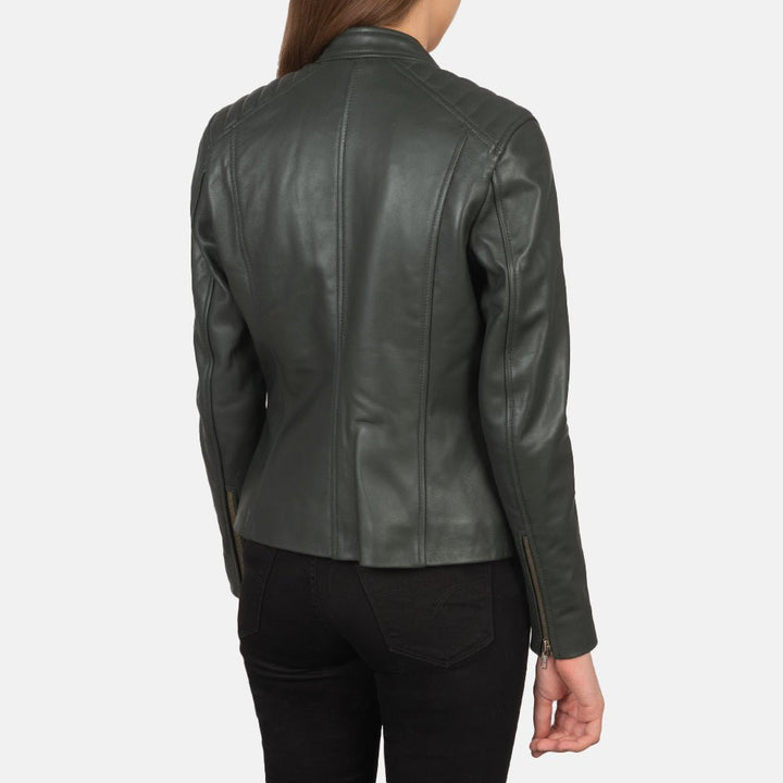 Kelsee Green Leather Biker Jacket - Rare Leather
