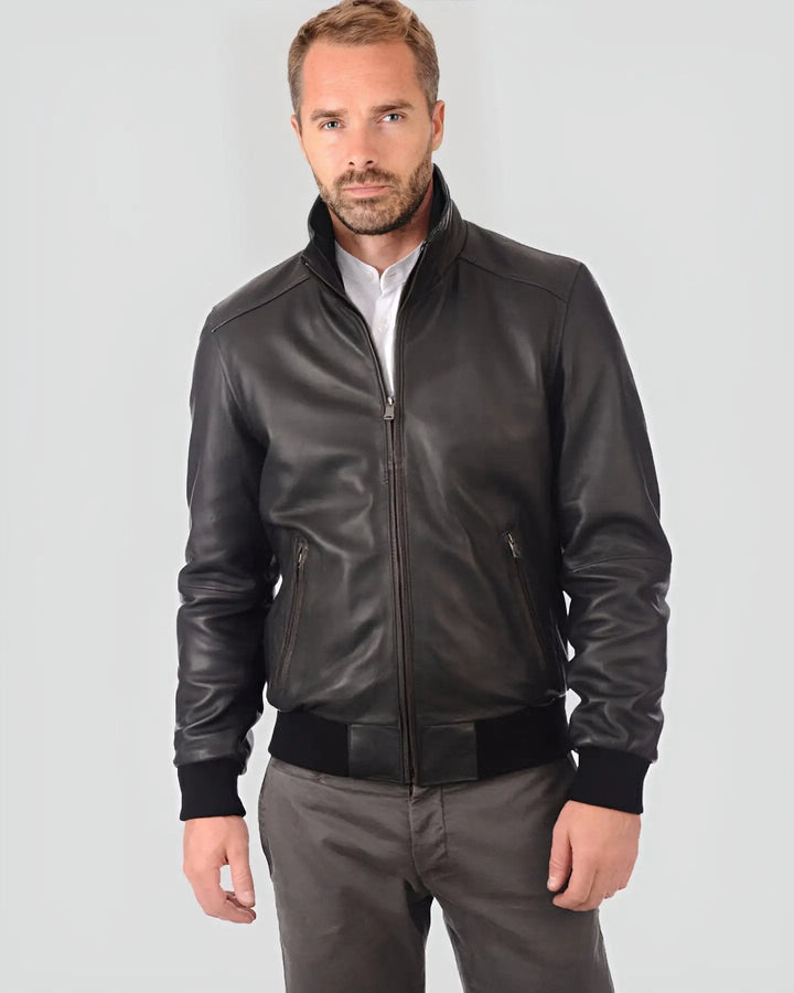 Kian Black Bomber Leather Jacket - Rare Leather