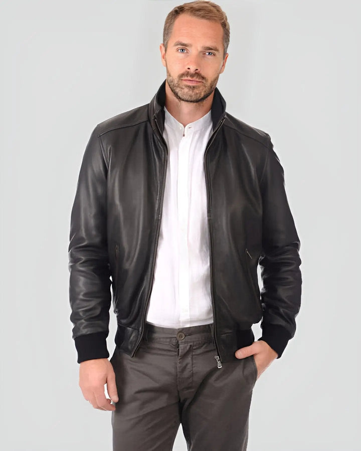 Kian Black Bomber Leather Jacket - Rare Leather