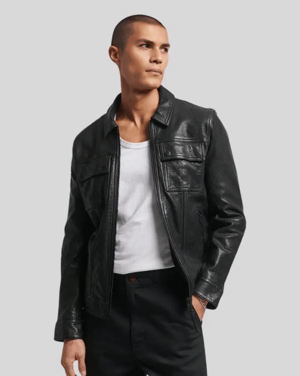Landon Black Racer Leather Jacket - Rare Leather