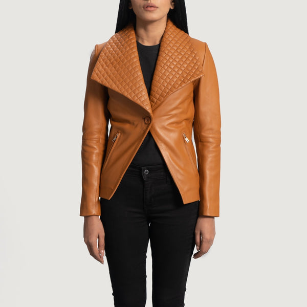 Lee Tan Brown Leather Blazer - Rare Leather