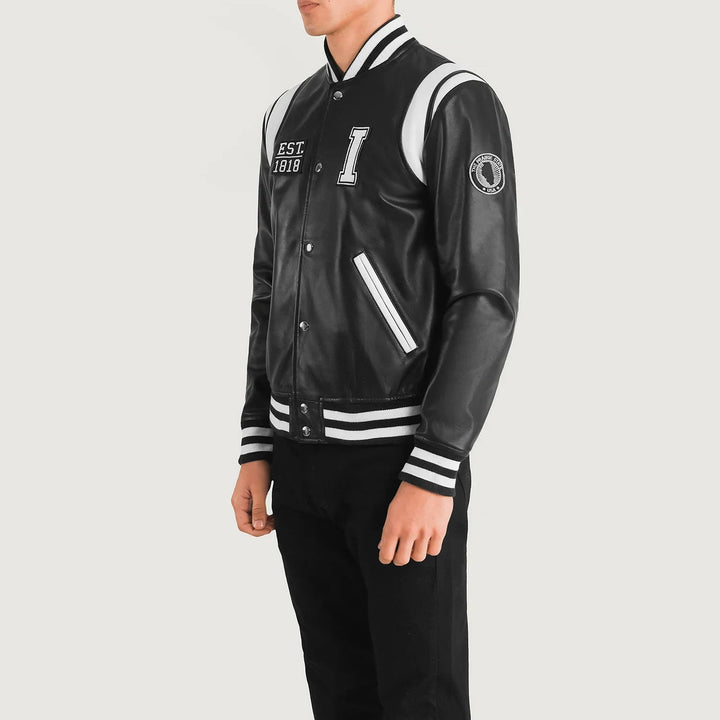 Liberte Illinois Black Leather Varsity Jacket - Rare Leather