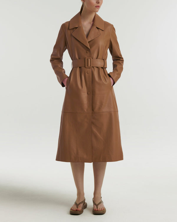 Long Lamb Leather Trench Coat - Rare Leather