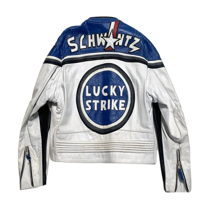 Lucky Strike Casual Blue Moto Leather Jacket - Rare Leather Order Now !!
