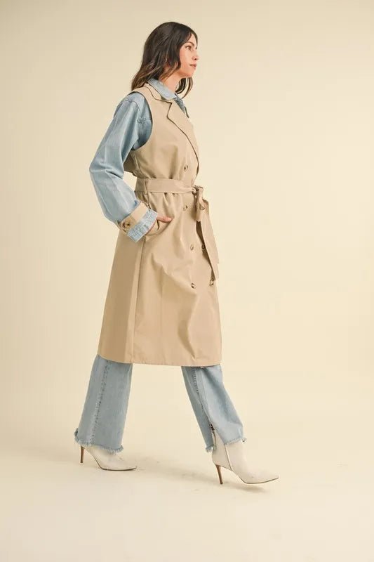 MABLE Layered Look Trench Coat With Denim Jacket - Rare Leather