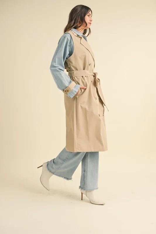 MABLE Layered Look Trench Coat With Denim Jacket - Rare Leather