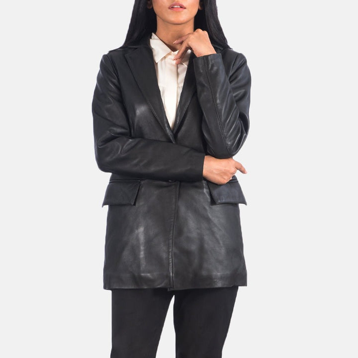 Marilyn Black Leather Blazer - Rare Leather