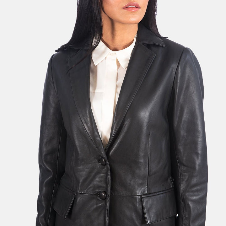 Marilyn Black Leather Blazer - Rare Leather